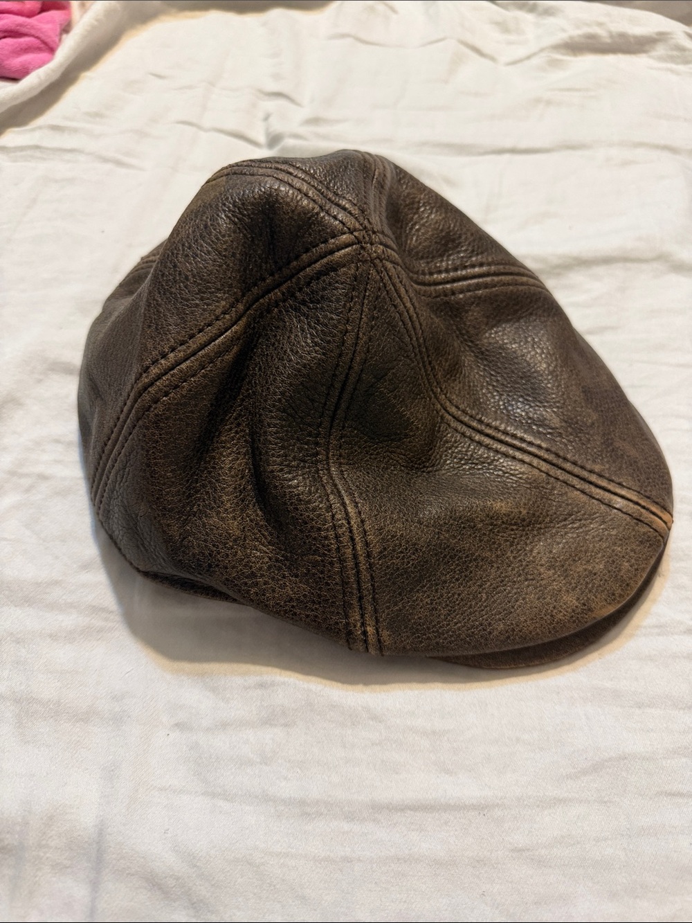 Classic Brown Leather Newsboy Cap - Men